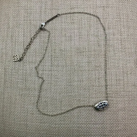 Kendra Scott Elisa Black Druzy Gold Tone Chain Necklace - Picture 5 of 8